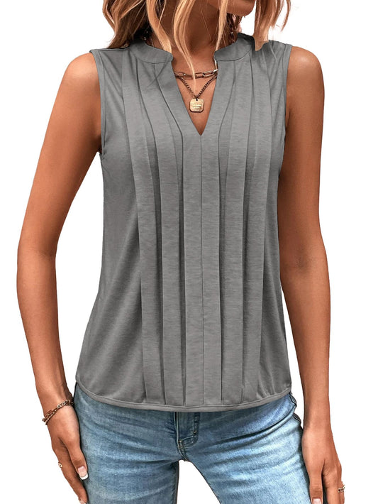 ✨2025 New Women's Sleeveless Notched V Neck Tank Tops